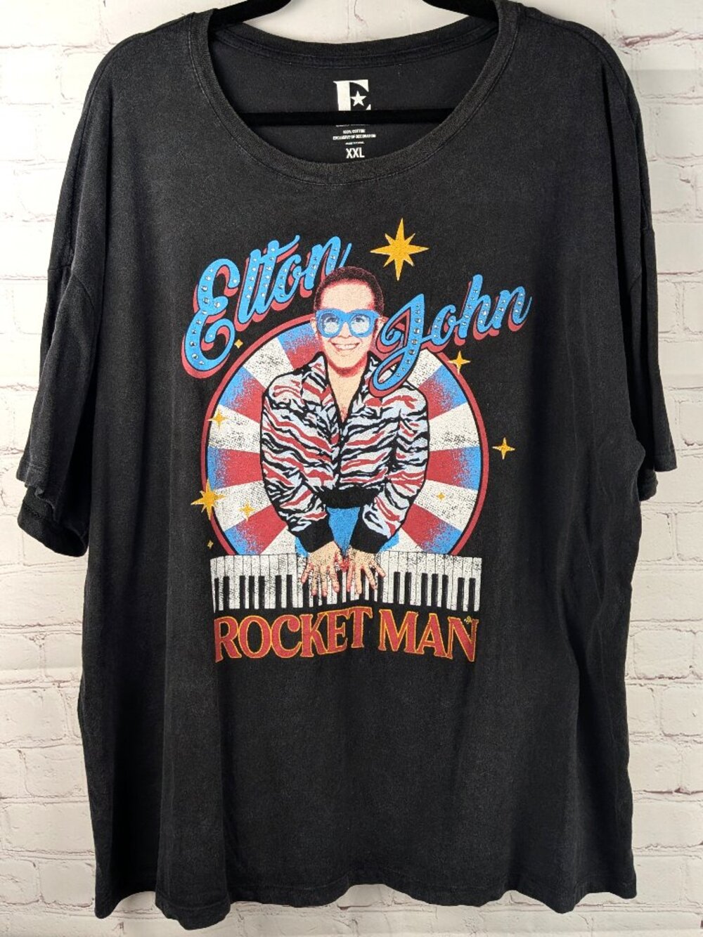 Elton John Rocket Man Rhinestone Graphic Tee XXL/2X